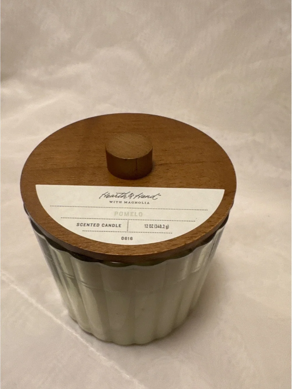 Hearts & Hand with Magnolia Pomelo Scented Candle in Glass Jar with Wooden Lid